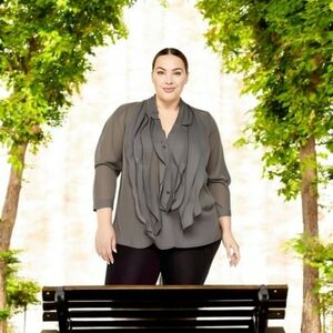 Lane Bryant Grey Ruffled Blouse